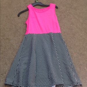 Pink and black polkadot dress